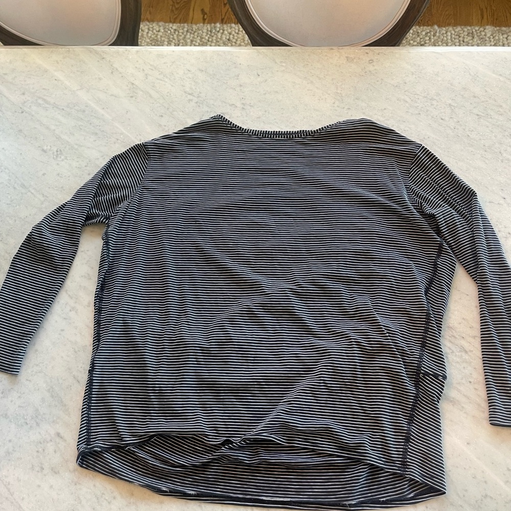 lululemon athletica Black and White Striped Long Sleeve Tee